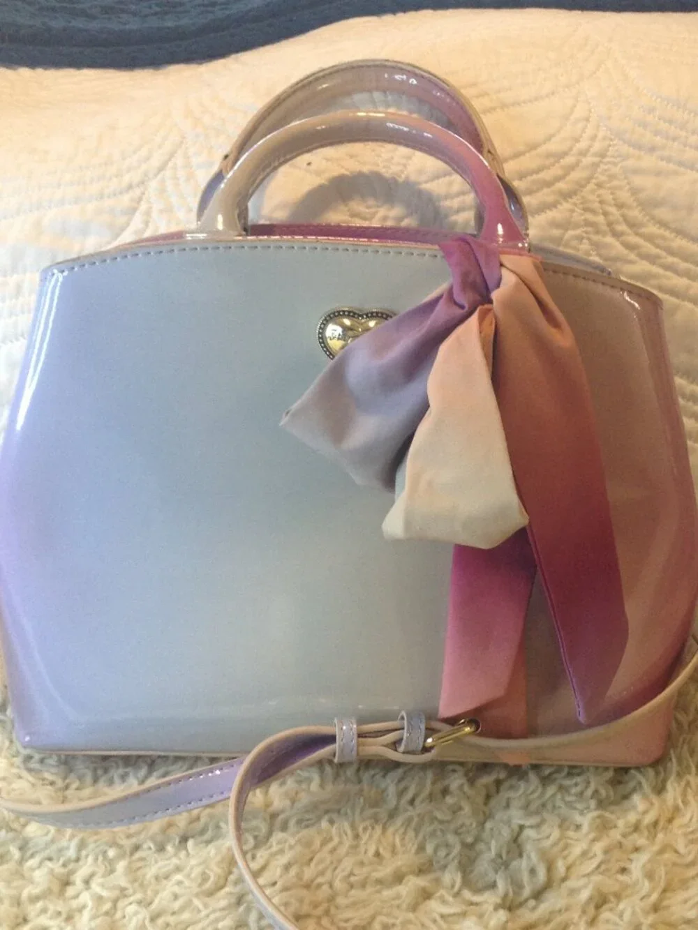 VTG 90's Betsey Johnson Gigi 3 Ombre Patent Satchel Y2K Unique Chic Retro Classy